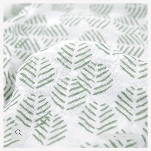 Little Unicorn 100% Cotton Swaddle in Green Leaf Pattern - like new